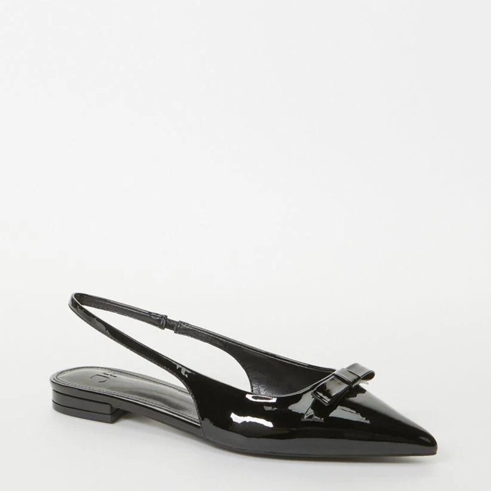 JustFab Naella Slingback Black Flats w/bow Size 8 Brand New